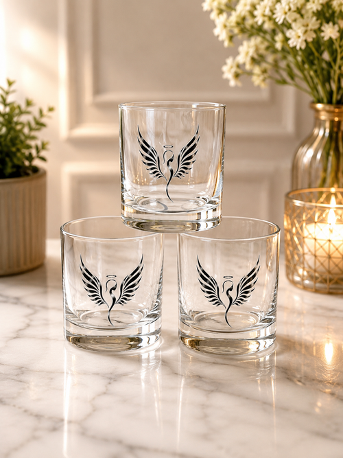1 Set of 3 Glasses for Whiskeys (Black Angel)